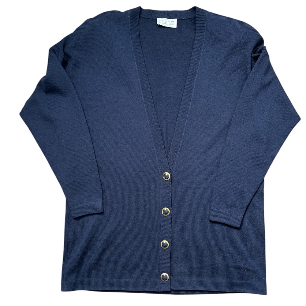 St. John by Marie Gray | Vintage Oversized Navy Blue Knit Cardigan | Size Medium